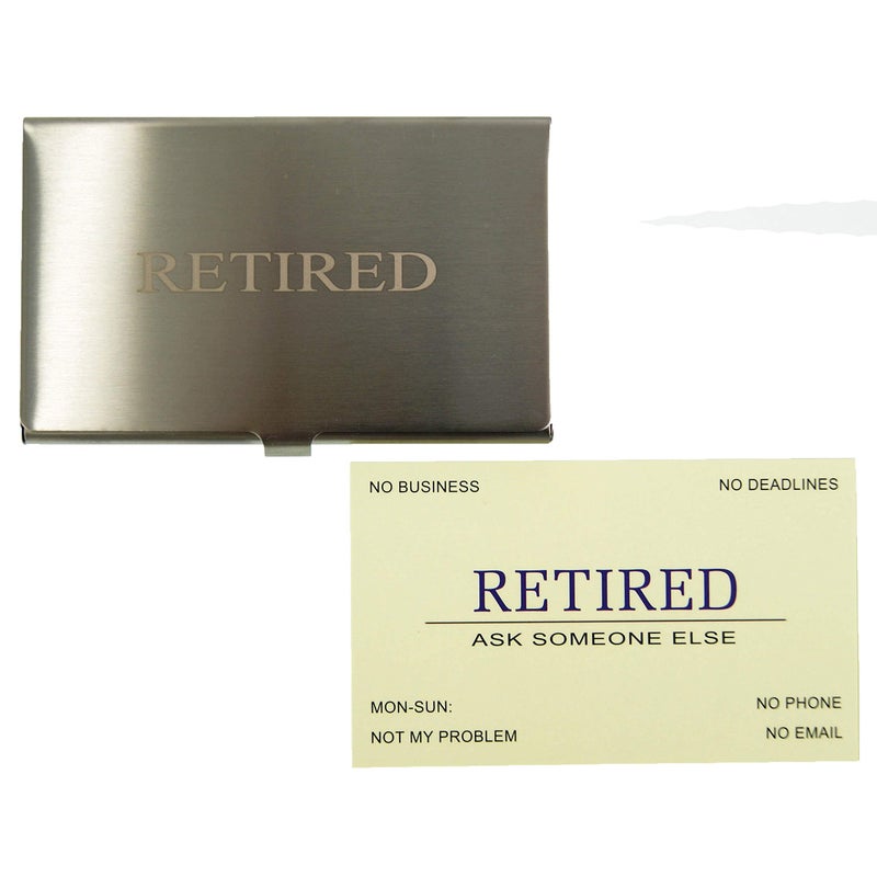 RXBC2011 بطاقات عمل متقاعدين RXBC2011 (عبوة من 50، أخضر فاتح، علبة فضية) هدية تقاعد مضحكة للرجال، النساء، الزملاء، الموظفين، المدير، الأصدقاء، الزملاء - Image 1